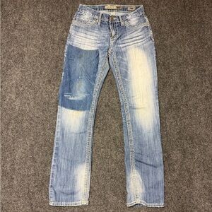 Vintage Y2K BKE Aiden Low Rise Bootcut Jeans Distressed Repair 28x30